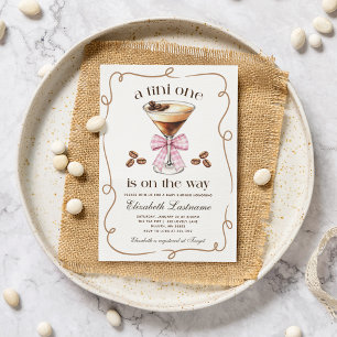 A Tini One Espresso Martini Pink Bow Baby Shower Invitation