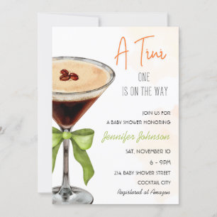 A Tini One Expresso Martini Baby Shower Invitation