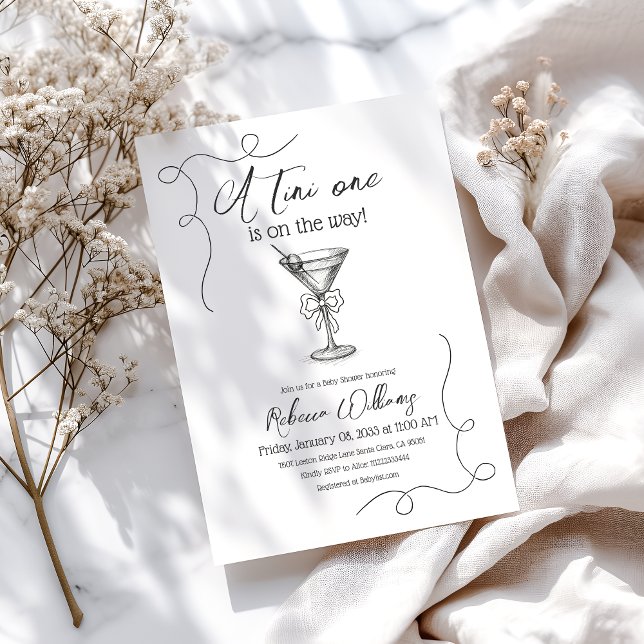 A Tini One Hand Drawn Martini Baby Shower Invitation (Creator Uploaded)