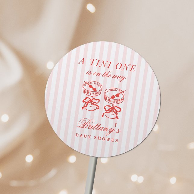 A Tini One Is On The Way Baby Shower Classic Round Sticker (Creator Uploaded)