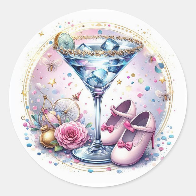A Tini One Is On The Way Baby Shower Classic Round Sticker (Front)