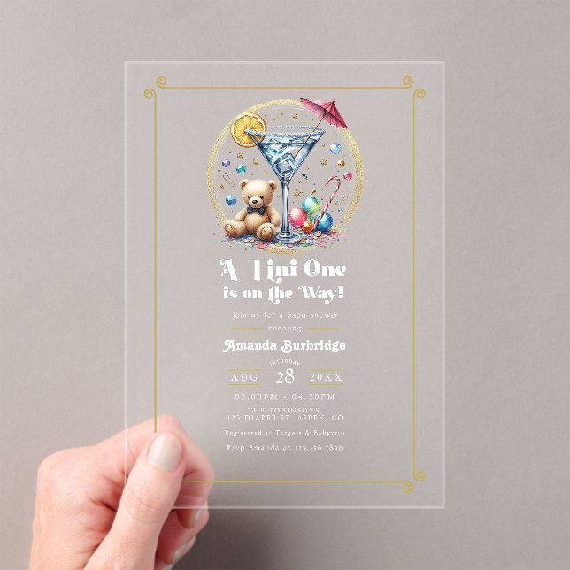 A Tini One Is On The Way Baby Shower Clear Acrylic Invitations (Insitu (Handheld))