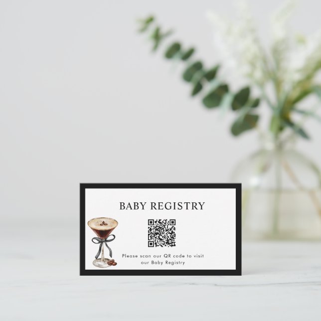 A Tini One is on the Way Baby Shower QR code  Enclosure Card (Standing Front)