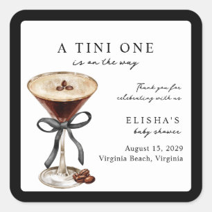 A Tini One Is on the Way Baby Shower  Square Sticker