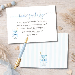 A Tini One is On The Way Blue Bow Books For Baby Enclosure Card