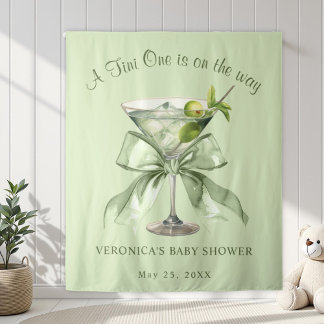 A tini One is on the Way Bow Martini Baby Shower Tapestry