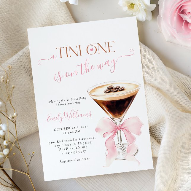 A Tini One Is On The Way Coquette Baby Shower Invitation (Creator Uploaded)