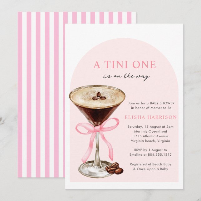 A Tini One Is on the Way Girl  Baby Shower Invitation (Front/Back)