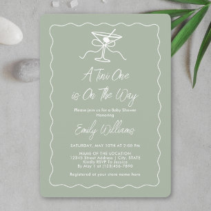 A Tini One Is On The Way Martini Baby Shower Invitation