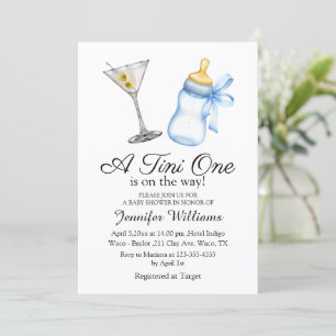 a tini one is on the way, martini boy baby shower invitation