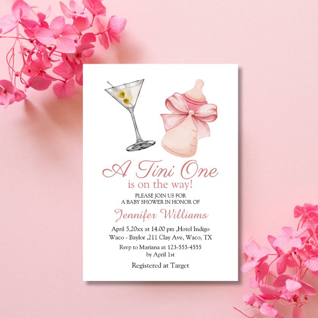 a tini one is on the way, martini girl baby shower invitation (Creator Uploaded)