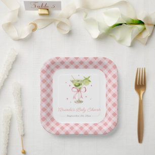 A Tini One is on the way Martini Girl Baby Shower Paper Plate