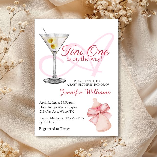 a tini one is on the way,  pink baby shower invitation (Creator Uploaded)