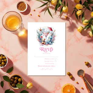 A Tini One Is On The Way Pink & Gold Baby Shower RSVP Card