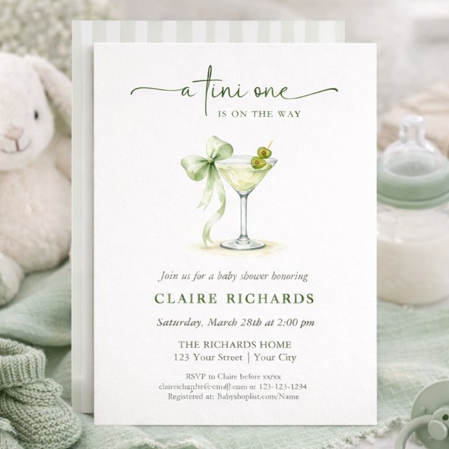 A Tini One Is On The Way Trendy Baby Shower Invitation (Creator Uploaded)