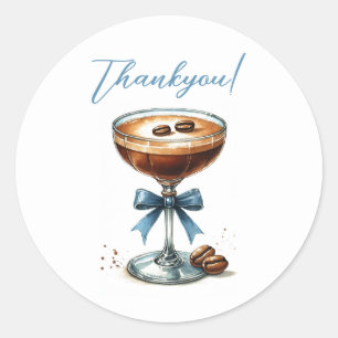 A Tini One Martini Blue Baby Shower Classic Round Sticker