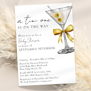 A Tini One Minimal Chic Yellow Martini Baby Shower Invitation