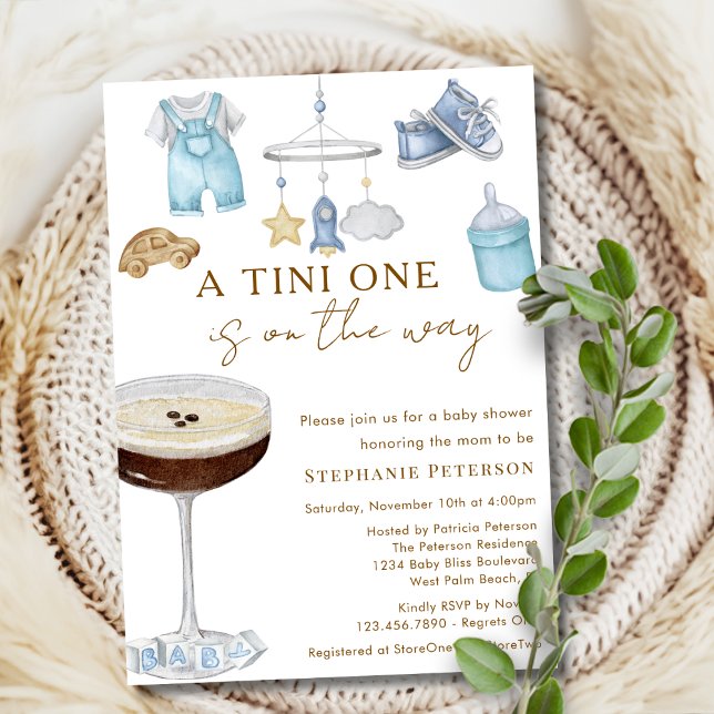 A Tini One On The Way Espresso Martini Baby Shower Invitation (Creator Uploaded)