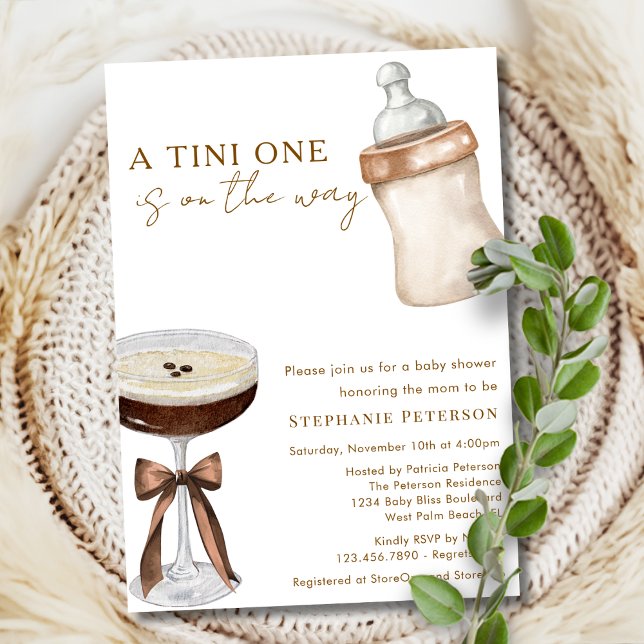 A Tini One On The Way Espresso Martini Baby Shower Invitation (Creator Uploaded)