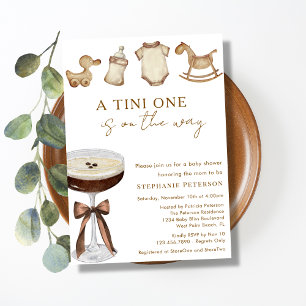 A Tini One On The Way Espresso Martini Baby Shower Invitation