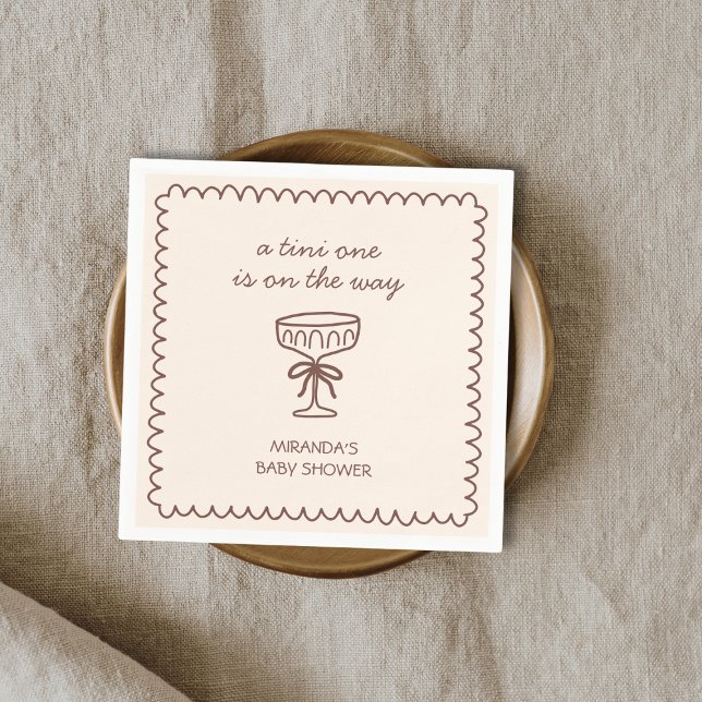 A Tini One On The Way Espresso Martini Baby Shower Napkin (A Tini One On The Way Espresso Martini Baby Shower Napkins)