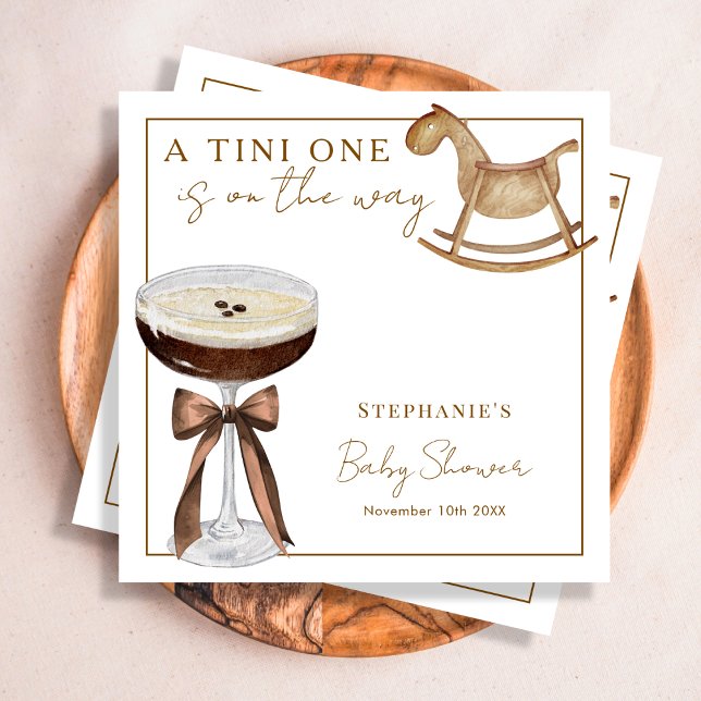 A Tini One On The Way Espresso Martini Baby Shower Napkin (Creator Uploaded)