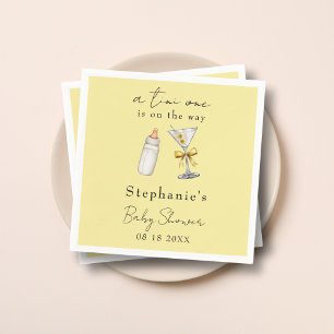 A Tini One On The Way Yellow Martini Baby Shower Napkin