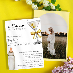 A Tini One Photo Yellow Bow Martini Baby Shower Invitation