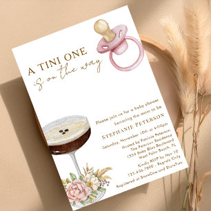 A Tini One Pink Paci Espresso Martini Baby Shower Invitation