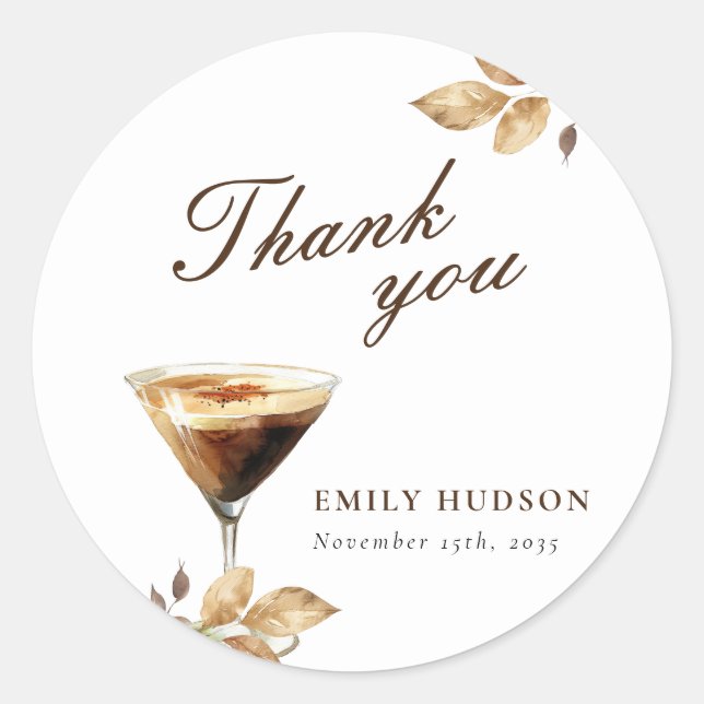 A Tiny Bit Espresso Martini Bridal Shower Classic Round Sticker (Front)