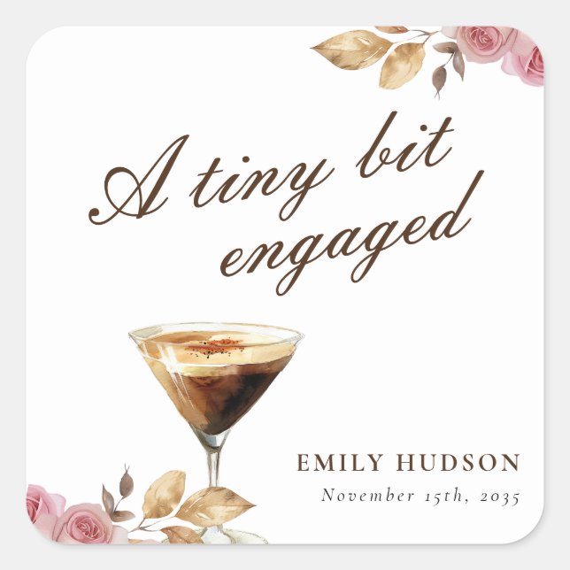 A Tiny Bit Espresso Martini Bridal Shower Square Sticker (Front)