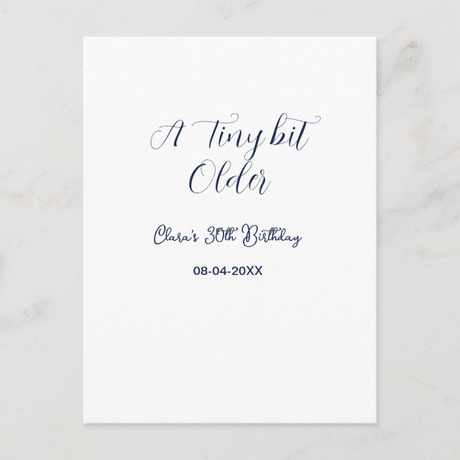 a tiny bit older 30th birthday navy blue trendy mo postcard (Front)