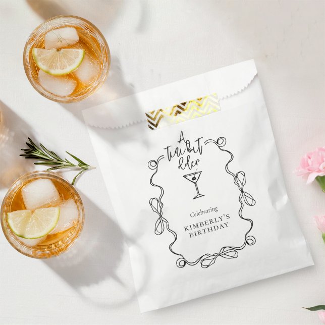 A Tiny Bit Older Black Wavy Border Birthday Party  Favour Bag (Creator Uploaded)