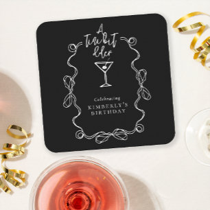 A Tiny Bit Older Hand Drawn Black Birthday Party  Square Paper Coaster