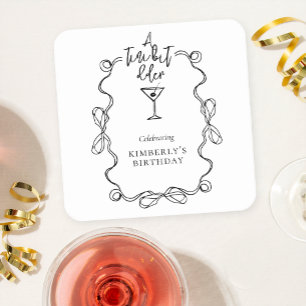 A Tiny Bit Older Hand Drawn Martini Birthday Square Paper Coaster