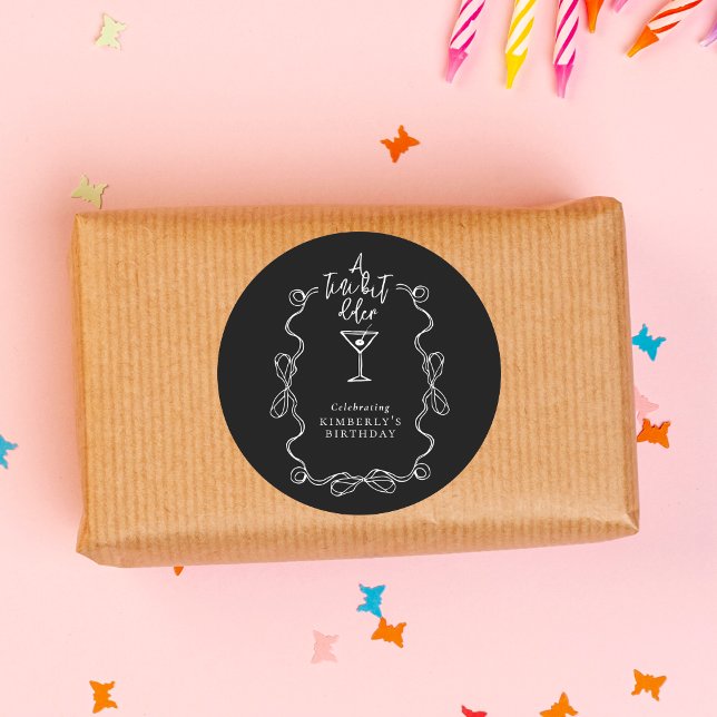 A Tiny Bit Older Martini Black Birthday Party  Classic Round Sticker (Creator Uploaded)
