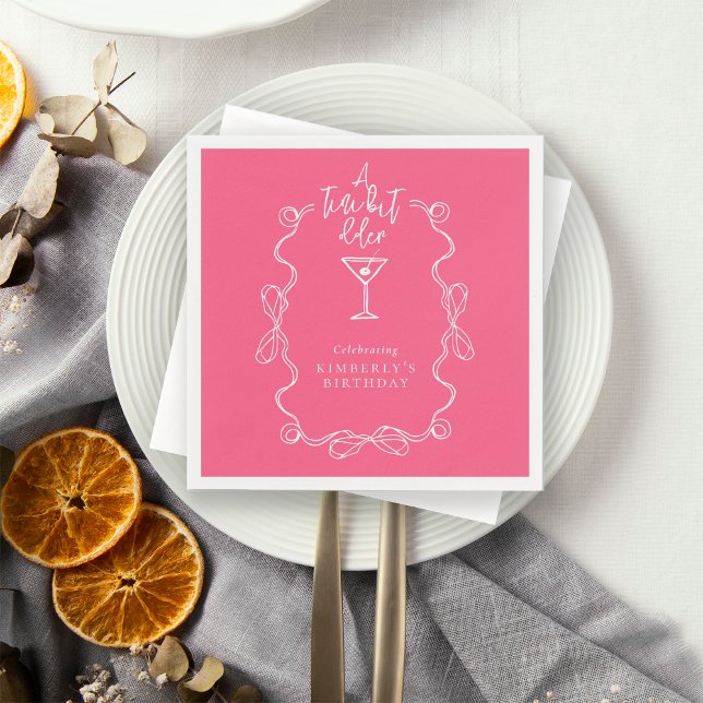 A Tiny Bit Older Pink Hand Drawn Birthday Party  Napkin (Creator Uploaded)