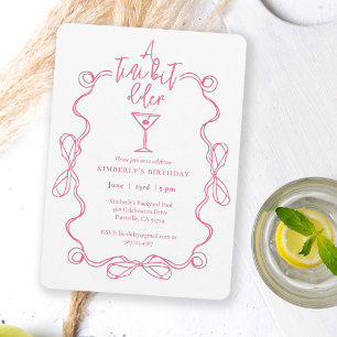 A Tiny Bit Older Pink Wavy Border Birthday Party Invitation