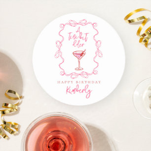 A Tiny Bit Older Scribbles Martini Birthday Party Round Paper Coaster