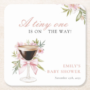 A Tiny One Espresso Martini Baby Shower Square Paper Coaster