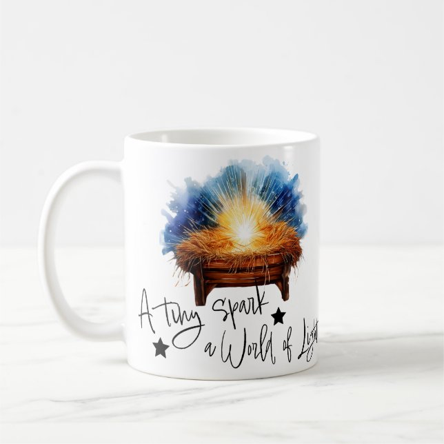 A tiny spark a world of Light manger christmas Coffee Mug (Left)