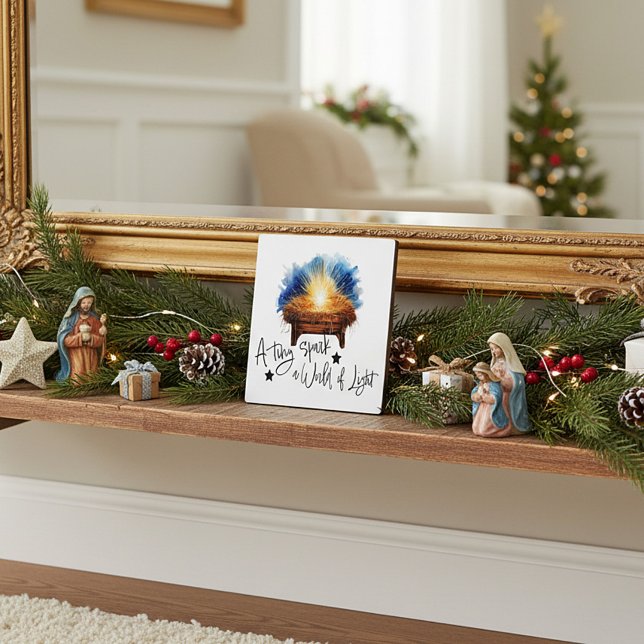 A tiny spark a world of Light manger christmas Plaque (Creator Uploaded)