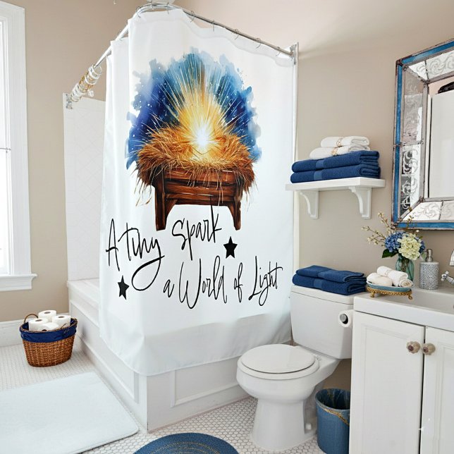 A tiny spark a world of Light manger christmas Shower Curtain (Creator Uploaded)