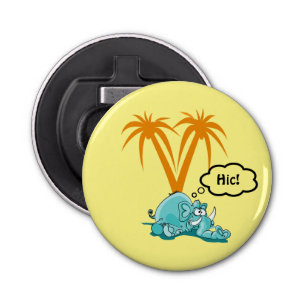 A Tipsy Blue Elephant Under Palm Trees Bottle Opener