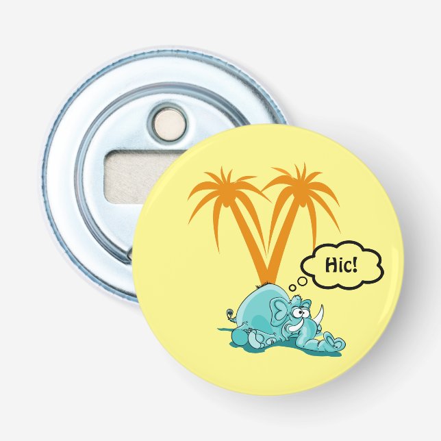 A Tipsy Blue Elephant Under Palm Trees Bottle Opener (Front)