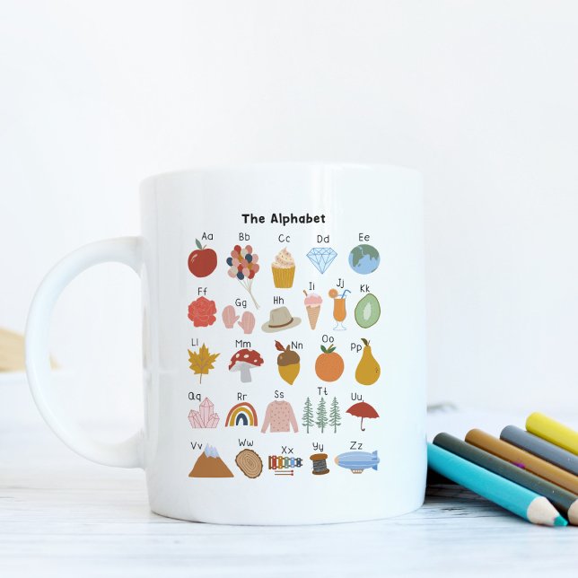 A to Z Alphabet with Pictures Kids Mug (In-Context, Close up)