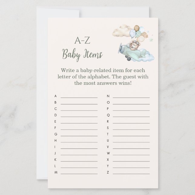 A to Z Baby Items Game Bearly Wait Airplane Boy (Front)