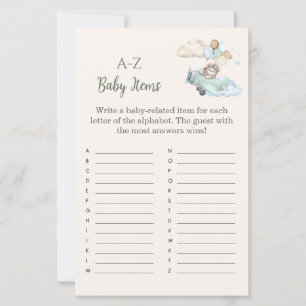 A to Z Baby Shower Game Bearly Wait Airplane 