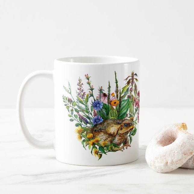 A Toad Among The Flowers  Mug (With Donut)