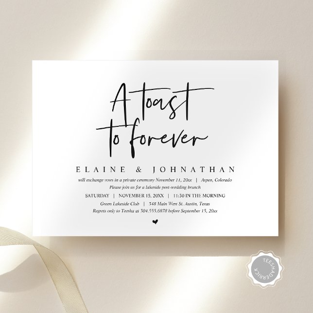 A Toast To Forever, Wedding Elopement Brunch Party Invitation (A Toast To Forever, Wedding Elopement Brunch Party Invitation Card, Downloadable, Modern Minimal)